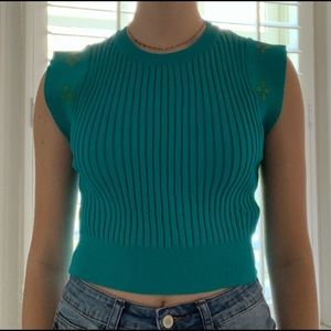 Teal blue shein knit top